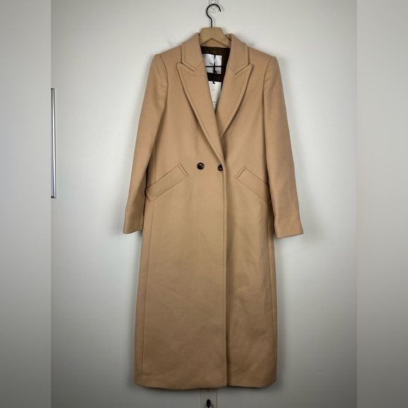 MNG Lapels Pale Pink Sustainable Wool Trench Coat Women’s Sz M NWT - Picture 9 of 11